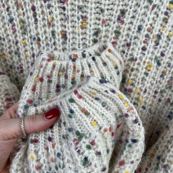 POL Chunky Knit Distressed Artsy Confetti Pullover Sweater Size L - Picture 4 of 10